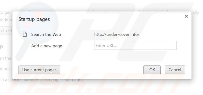 Removendo under-cover.info da página inicial do Google Chrome
