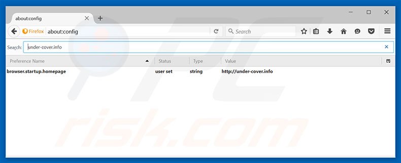 Removendo under-cover.info do motor de pesquisa padrão do Mozilla Firefox.
