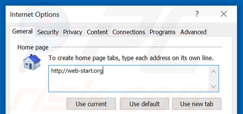 Removendo a página inicial web-start.org do Internet Explorer