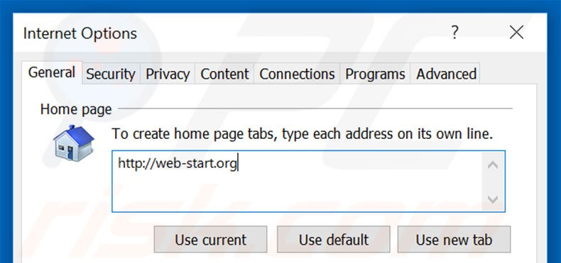 Removendo a página inicial web-start.org do Internet Explorer