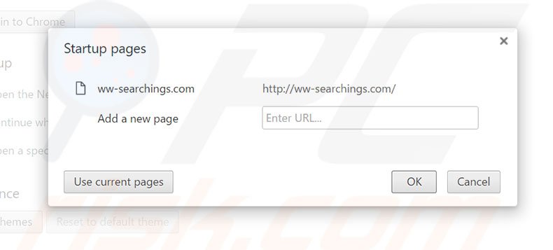 Removendo a página inicial ww-searchings.com do Google Chrome
