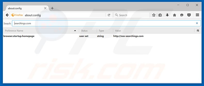 Removendo a página inicial ww-searchings.com e motor de busca padrão do Mozilla Firefox