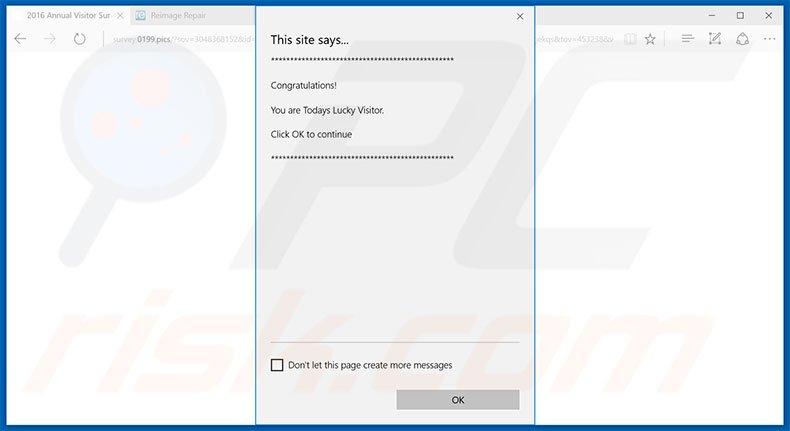 Pop-up da fraude You Are Today's Lucky Visitor