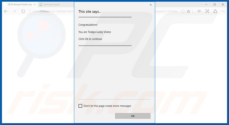 Pop-up da fraude You Are Today's Lucky Visitor