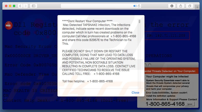 Adware Mac Detected TAPSNAKE infection