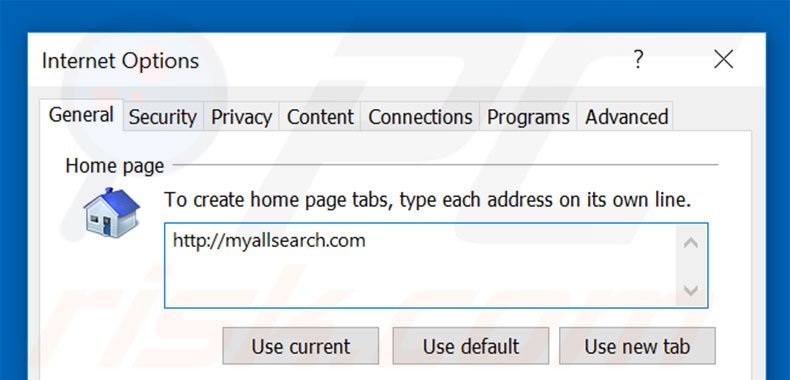 Removendo a página inicial myallsearch.com do Internet Explorer