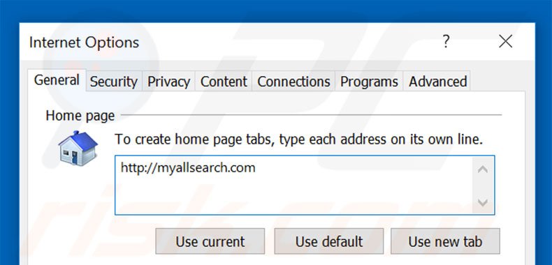 Removendo a página inicial myallsearch.com do Internet Explorer
