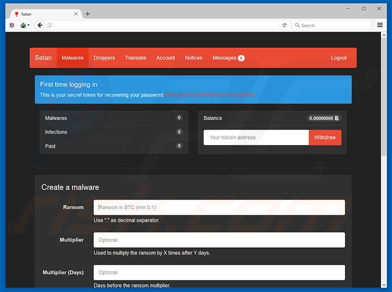 Malwares Satan RaaS