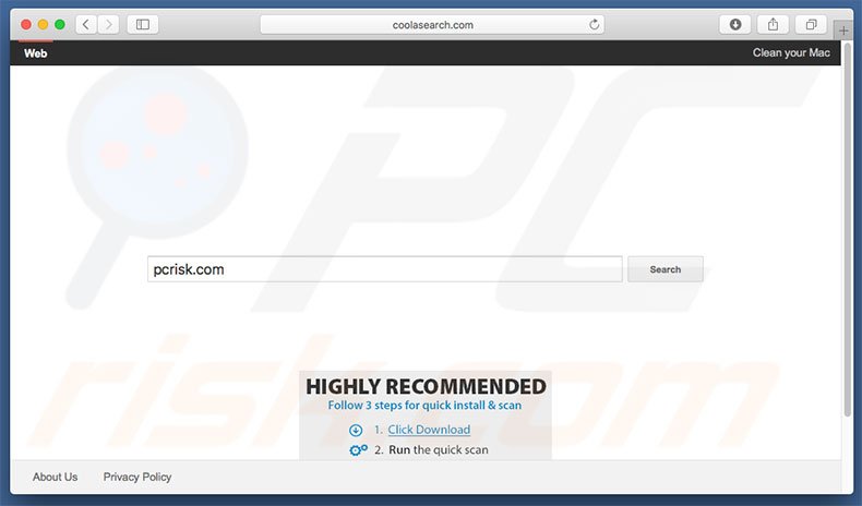 sequestrador de navegador coolasearch.com num computador Mac