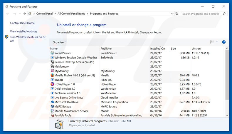 Desinstalar o adware Dangerous Try To Get Access To Your Personal Logins via Painel de Controlo