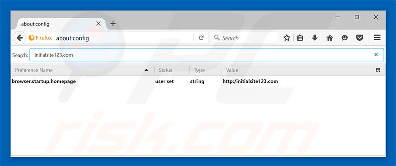 Removendo a página inicial initialsite123.com e motor de pesquisa padrão do Mozilla Firefox
