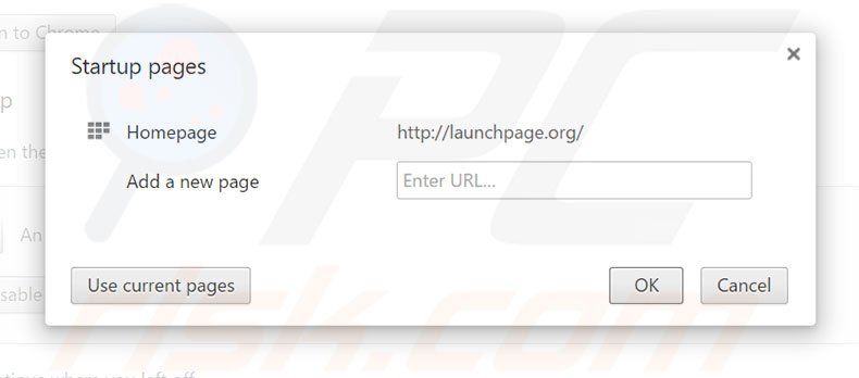 Removendo a página inicial launchpage.org do Google Chrome