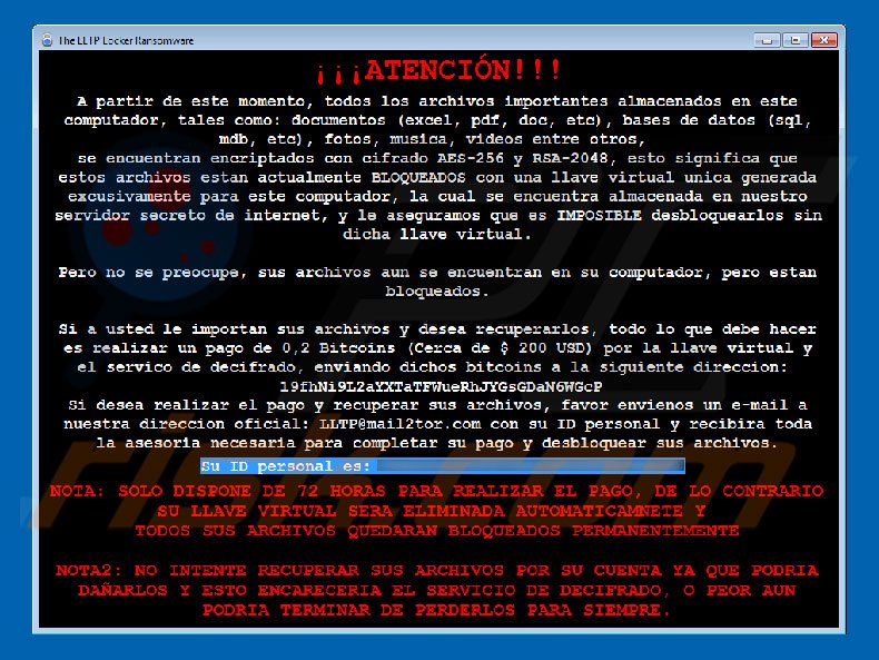 Instruções de desencriptação de LLTP