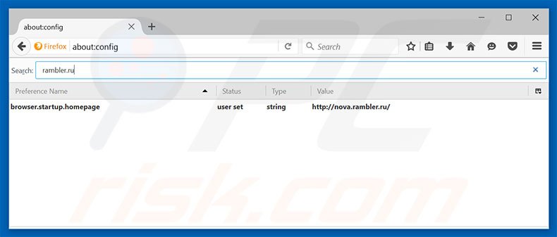 Removendo a página inicial rambler.ru e motor de pesquisa padrão do Mozilla Firefox