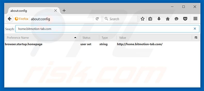 Removendo a página inicial home.bitmotion-tab.com e motor de pesquisa padrão do Mozilla Firefox