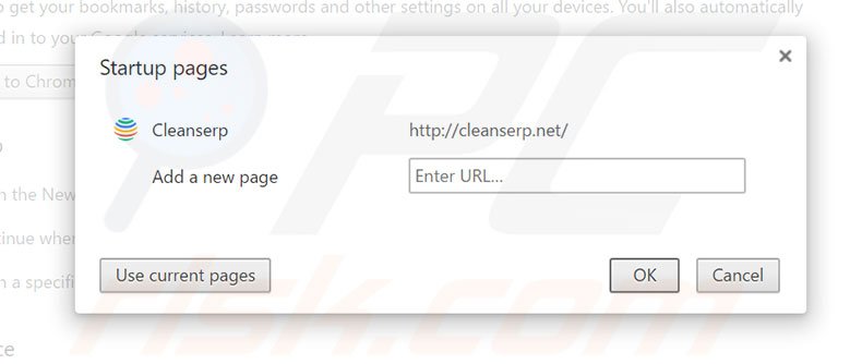 Removendo a página inicial cleanserp.net do Google Chrome