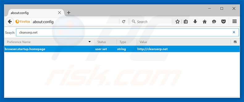 Removendo a página inicial cleanserp.net e motor de pesquisa padrão do Mozilla Firefox