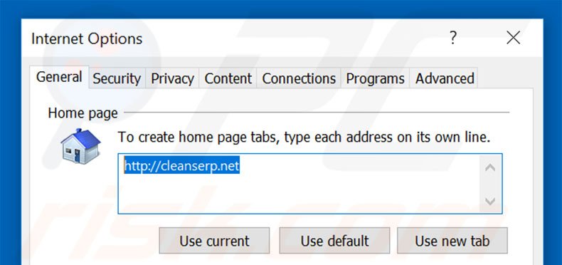 Removendo a página inicial cleanserp.net do Internet Explorer
