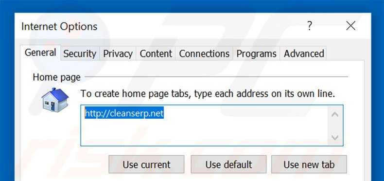 Removendo a página inicial cleanserp.net do Internet Explorer