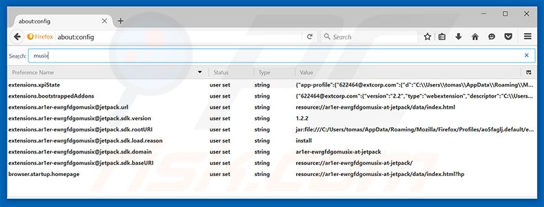Removendo a página inicial eanswers.com e motor de pesquisa padrão do Mozilla Firefox