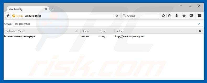Removendo a página inicial mapseasy.net e motor de pesquisa pesquisa do Mozilla Firefox