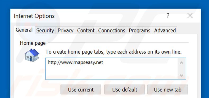 Removendo a página inicial mapseasy.net do Internet Explorer