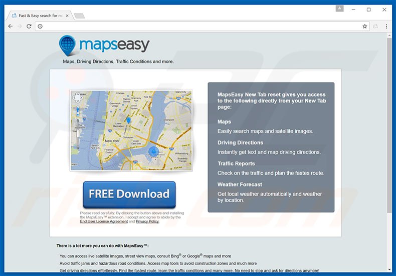 Website usado para promover o sequestrador de navegador MapsEasy