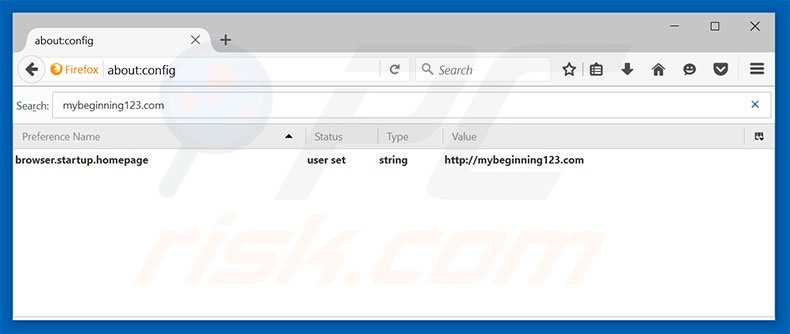 Removendo a página inicial mybeginning123.com e motor de pesquisa padrão do Mozilla Firefox