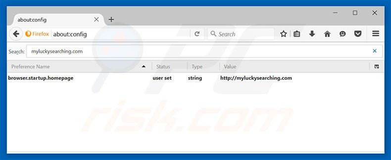 Removendo a página inicial myluckysearching.com e motor de pesquisa padrão do Mozilla Firefox