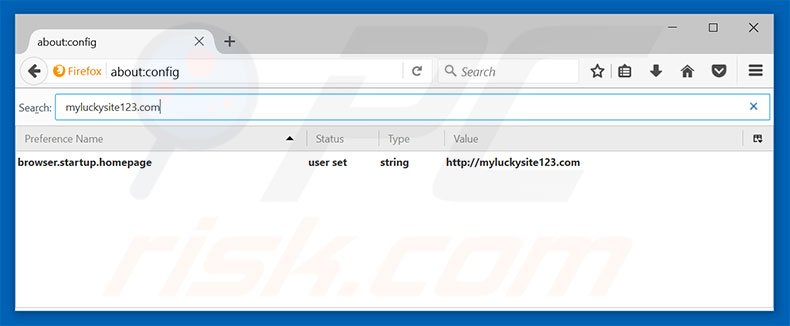 Removendo a página inicial myluckysite123.com e motor de busca padrão do Mozilla Firefox