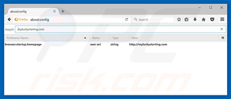 Removendo a página inicial myluckystarting.com e motor de busca padrão do Mozilla Firefox