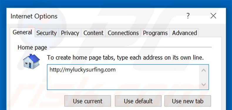 Removendo a página inicial myluckysurfing.com do Internet Explorer