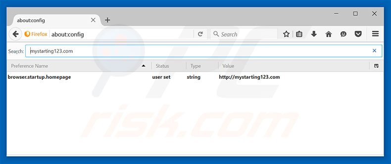 Removendo mystarting123.com da página inicial e motor de pesquisa padrão do Mozilla Firefox
