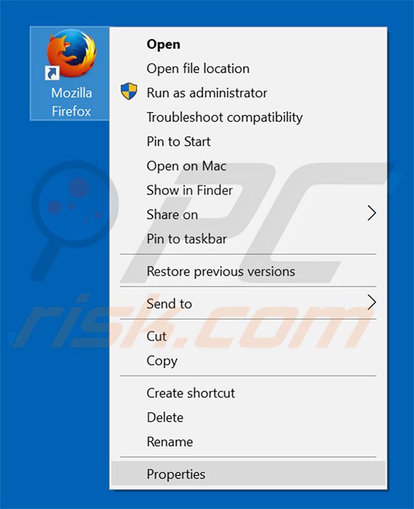 Removendo searchesspace.com do atalho do Mozilla Firefox passo 1
