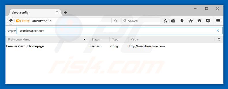 Removendo a página inicial searchesspace.com e motor de pesquisa padrão do Mozilla Firefox