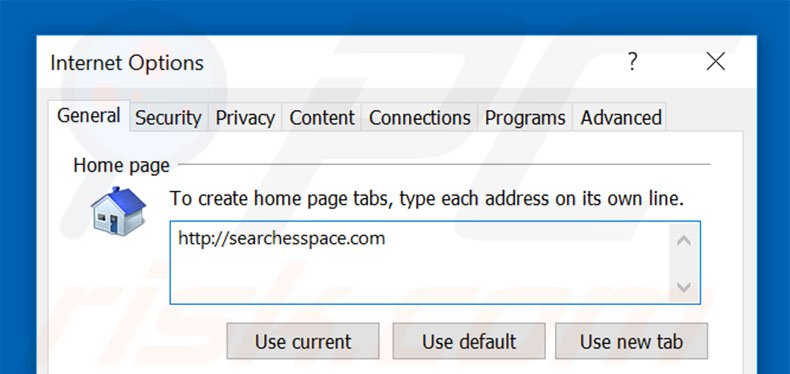 Removendo a página inicial searchesspace.com do Internet Explorer