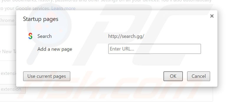 Removendo search.gg da página inicial do Google Chrome