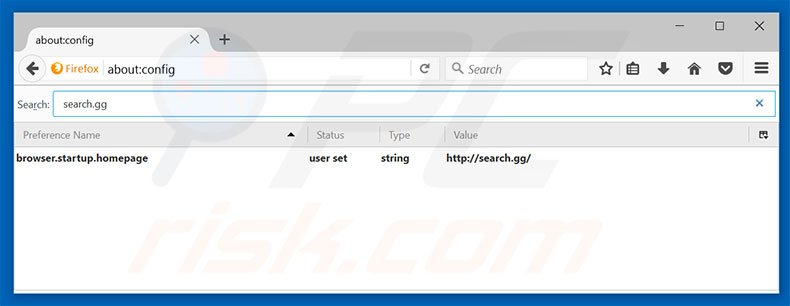 Removendo search.gg da página inicial e motor de pesquisa padrão do Mozilla Firefox.