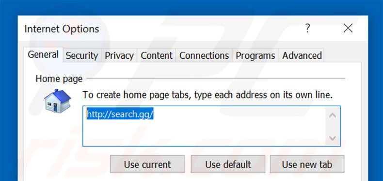 Removendo search.gg da página inicial do Internet Explorer