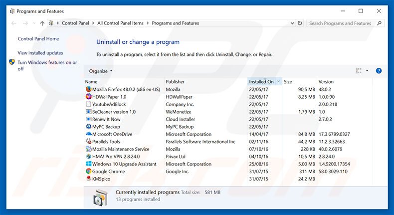 desinstalar  o sequestrador de navegador search.gg via Painel de Controlo