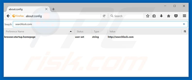 Removendo a página inicial searchlock.com e motor de pesquisa padrão do Mozilla Firefox