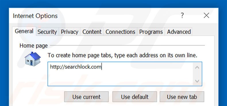 Removendo a página inicial searchlock.com do Internet Explorer