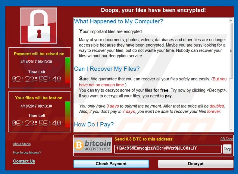 ransomware wcry versão atualizada