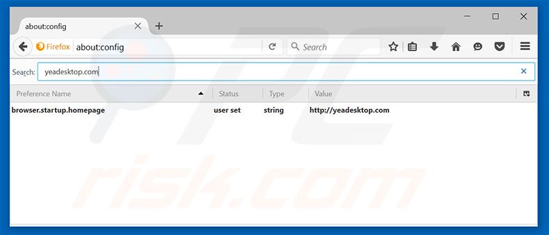 Removendo a página inicial yeadesktop.com e motor de pesquisa padrão do Mozilla Firefox