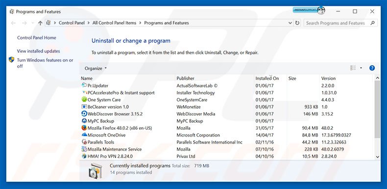 Desinstalar o adware Access To Your Computer Has Been Restricted via Painel de Controlo