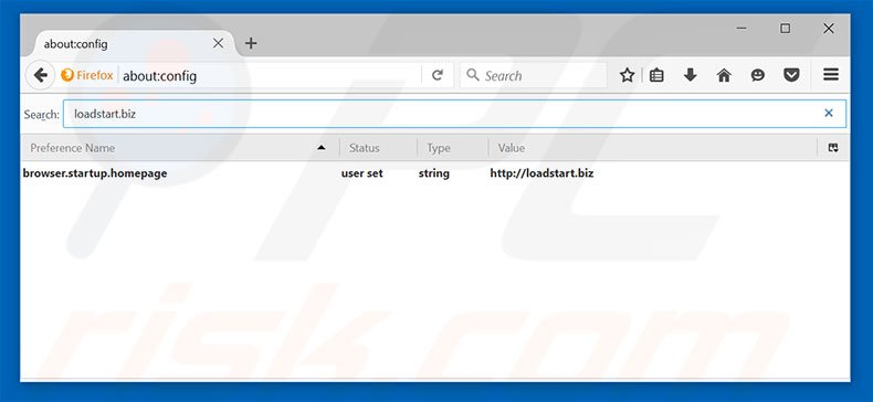 Removendo a página inicial loadstart.biz e motor de busca padrão do Mozilla Firefox