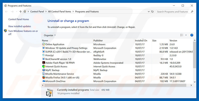 Desinstalar o adware Open Plugins usando o Painel de Controlo