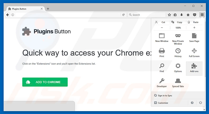 Removendo os anúncios Plugins Button do Mozilla Firefox passo 1