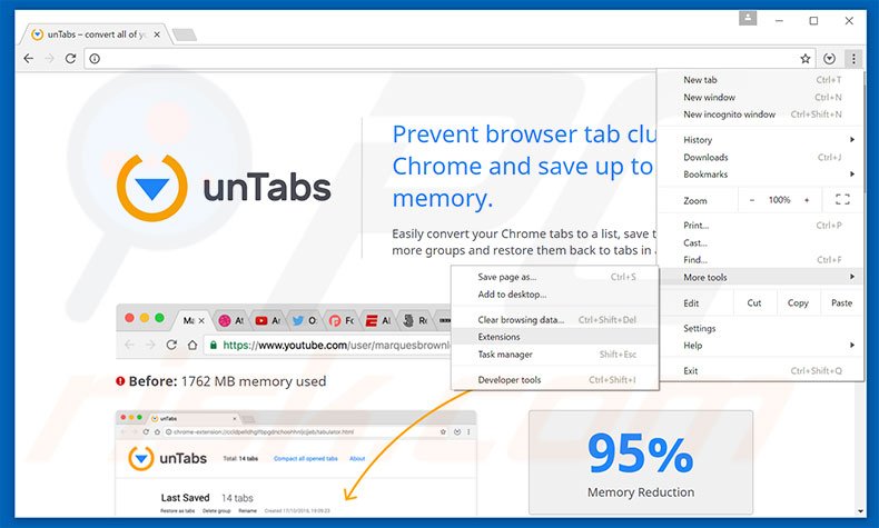Removendo os anúncios unTabs do Google Chrome passo 1