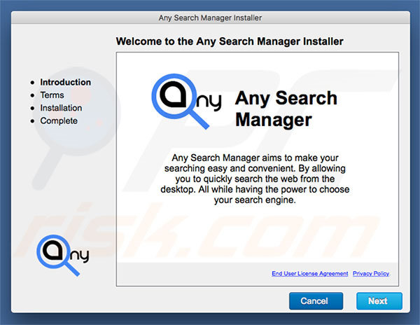 Instalador fraudulento usado para promover search.anysearch.net